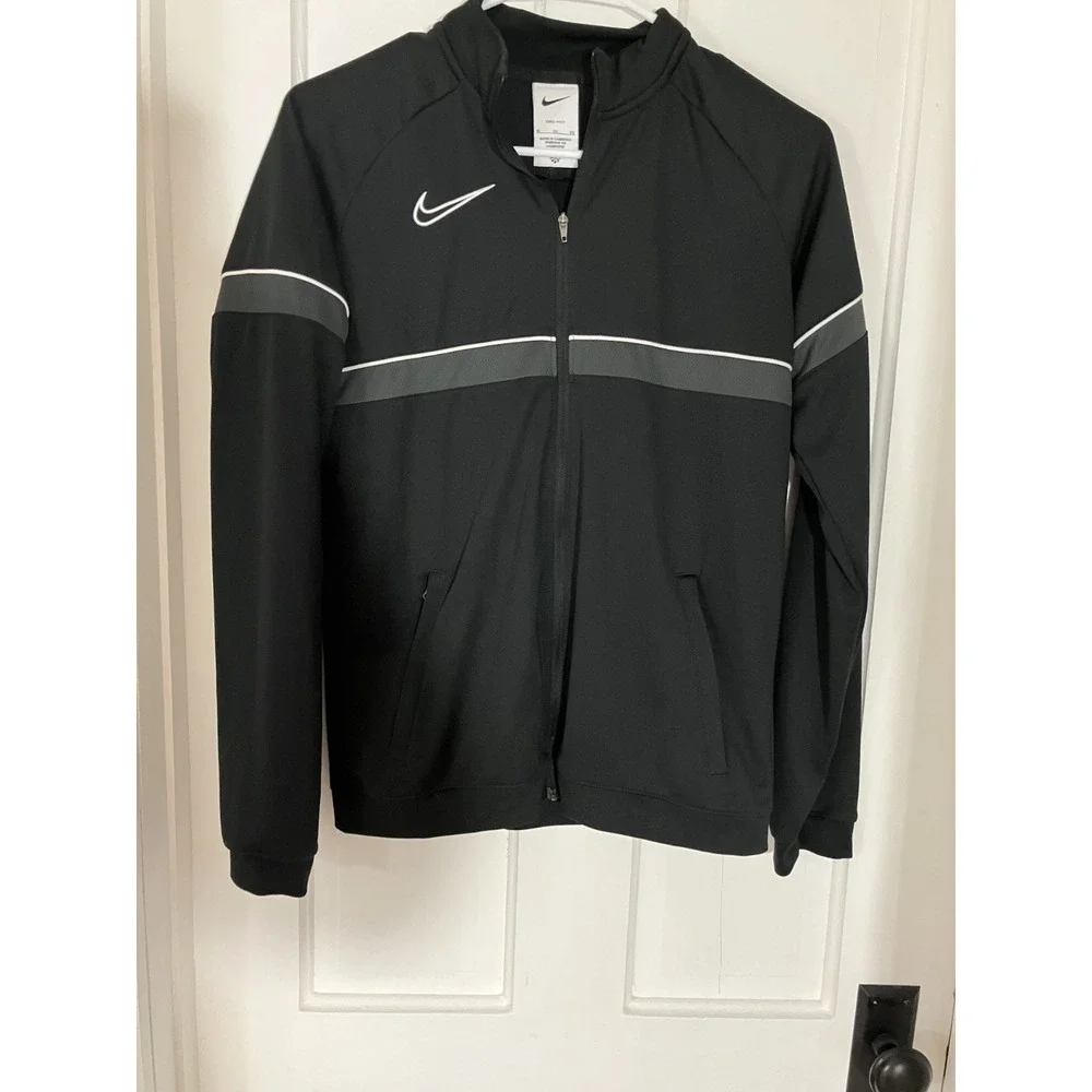 Nike Dri-Fit Full Zip Fitted Jacket YOUTH XL Black Athletic Running Gym Swoosh‎